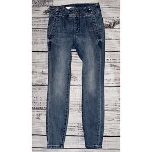 Anthropologie Pilcro Darted High Rise Skinny Jeans 24P Blue‎ Denim $128